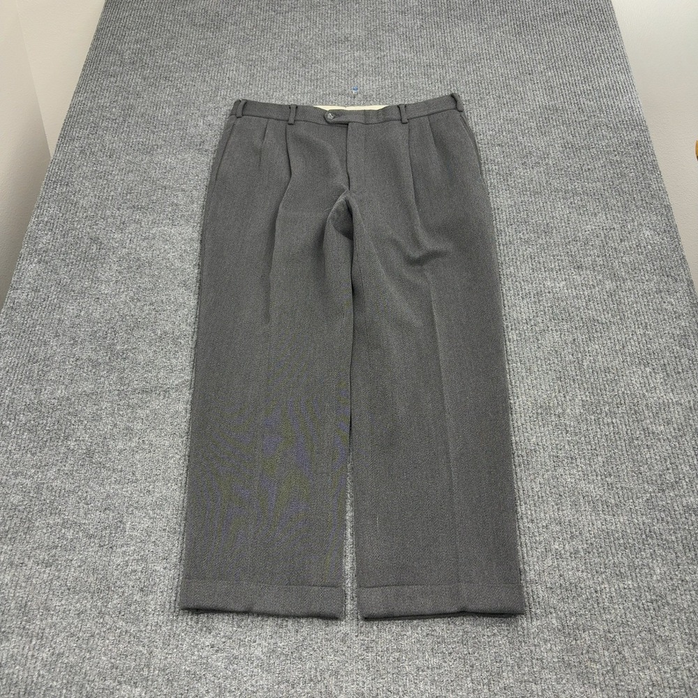 Michael Hayes Hertling Pants Mens 40 Grey Pleated Cuffed Tailored USA Classic‎